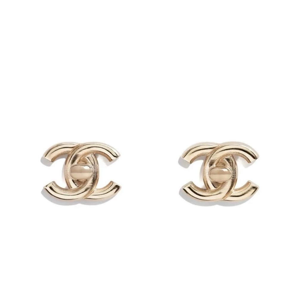 Authentic Chanel CC Mini TurnlockEarrings GHW B21S Italy